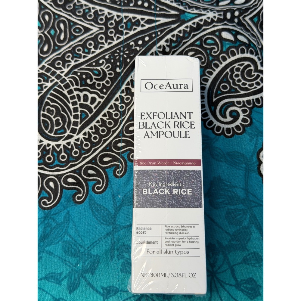 OceaAura Exfoliant Black Rice Ampoule 100ml Niacinamide Rice Bran Water Serum